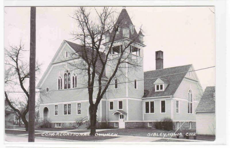 Congregational Church Sibley Iowa Real Photo RPPC postcard