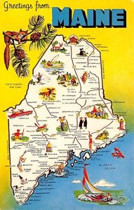 Greetings from Maine, USA Map Unused 