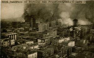 CA - San Francisco. April 1906 Earthquake & Fire. Panoramic View (Left)