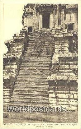 Angkor Vath, Escalier Lateral Ruines D'Angkor Cambodia, Cambodge Stamp on back 