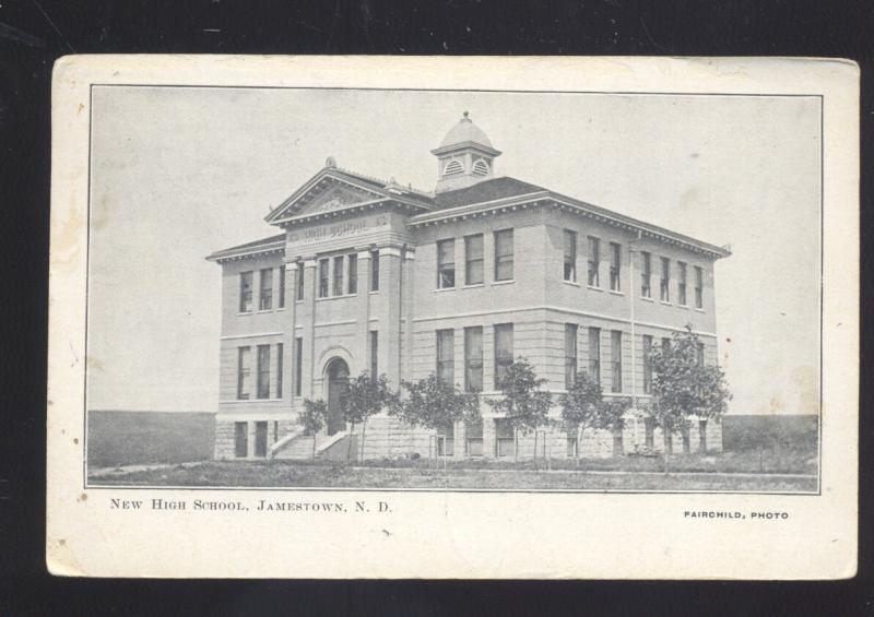 JAMESTOWN NORTH DAKOTA NEW HIGH SCHOOL BUILDING 1906 CLEVELAND ND POSTCARD