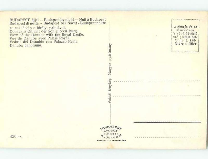 old rppc NIGHT SCENE Budapest Hungary HM1586