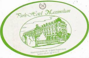 GERMANY REGENSBURG PARK HOTEL MAXIMILIAN VINTAGE LUGGAGE LABEL