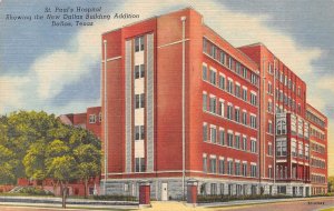 St Paul's Hospital Dallas Texas linen postcard