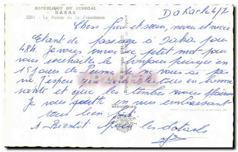 Old Postcard Republic Of Senegal Dakar Palace of the Presidency