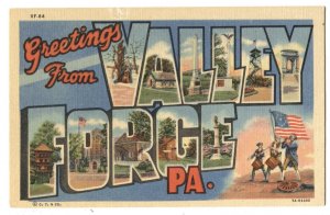 Postcard Large Letters Greetings From Valley Forge PA