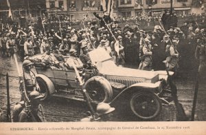 Vintage Postcard 1910's Strasbourg Entrée Solennelle Marechal Petain Defile