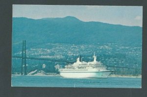 Post Card Royal Viking Line California & Vancouver BC At Lions Gate Bridge