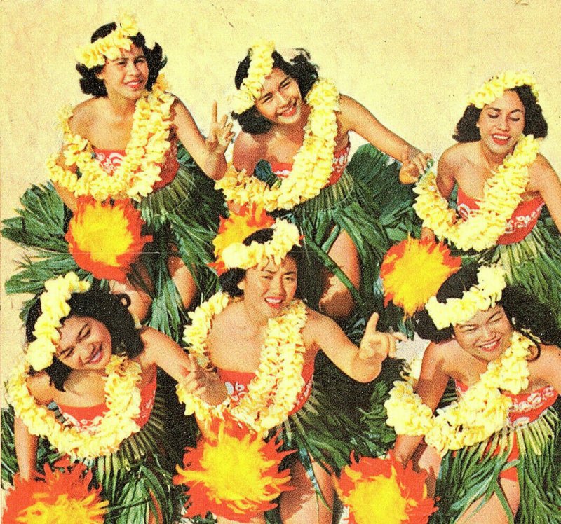 Postcard Greetings From The Aloha State Hawaii Hula Girls