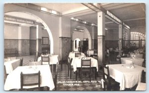 RPPC OAXACA, Mexico ~ HOTEL RUIZ Dining Room c1940s MF Postcard