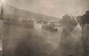 St-Maïze France-WW1 River Scene Steamer Ship-Bridge Real Photo Postcard