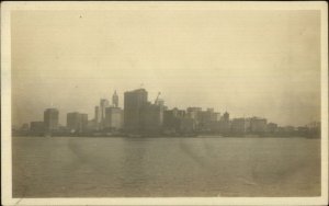 New York City Skyline From Harbor c1910 Amateur Unidentified RPPC