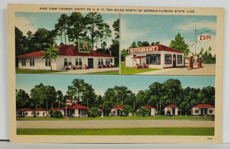 Georgia PINE VIEW TOURIST CAMP on US 17 Esso Gasoline Postcard Q16