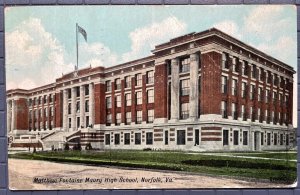 Vintage Postcard 1911 Matthew Maury Fontaine High School Norfolk Virginia