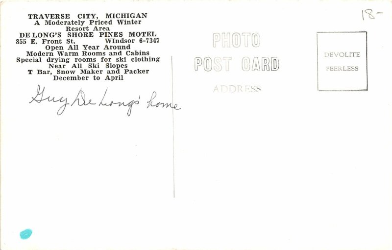 H44/ Traverse City Michigan RPPC Postcard c1950s Delong's Shore Pines 106