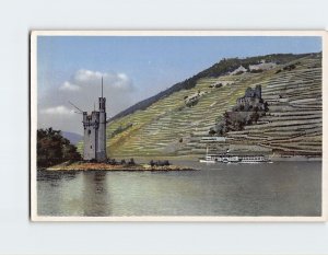 Postcard Der Mäuseturm mit Ruine Ehrenfels, Bingen, Germany