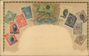 Brazil Brazilian Postage Stamps Printed on c1905 Postcard  #28