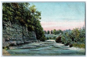 c1910's View Of Ravine In South Park Quincy Illinois IL Tuck's Antique Postcard