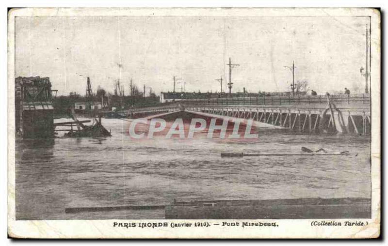 Postcard Old Paris Floods Pont Mirabeau