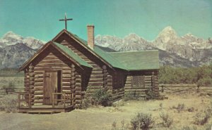 USA Wyoming Jackson The Transfiguration Church Vintage Postcard 07.75
