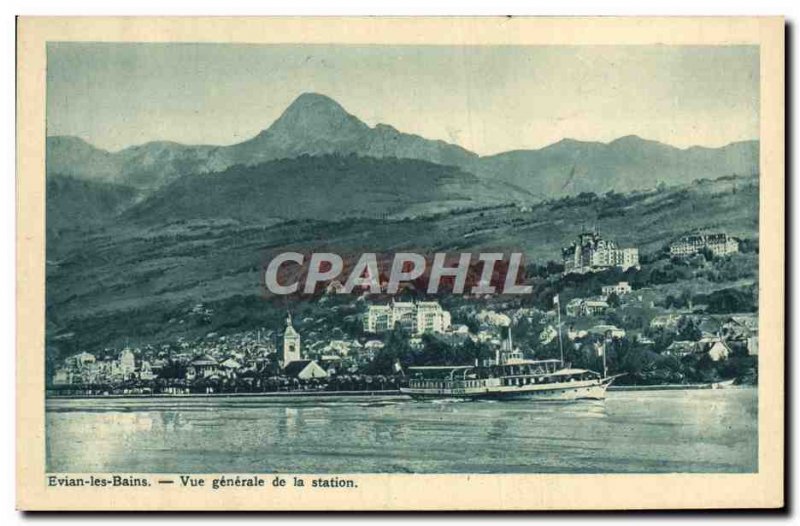 Old Postcard Evian les Bains Vue Generale of the Boat Station