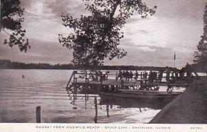 C R Childs Company Illinois Grays Lake Sunset From Idlewild Beach Real Photo