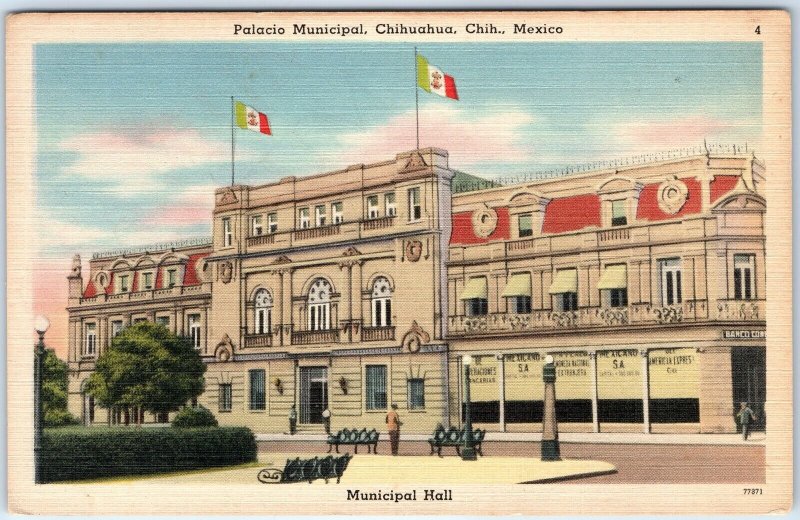 c1940s Chihuahua, Mexico Municipal Hall Palacio Flags Government Building A346