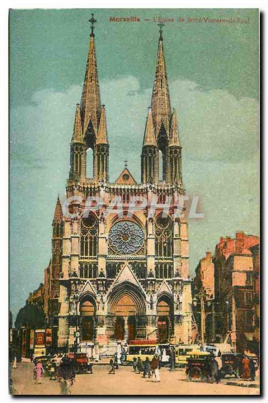 Old Postcard Marseille Church of St. Vincent