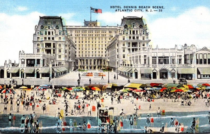 New Jersey Atlantic City Hotel Dennis Beach Scene