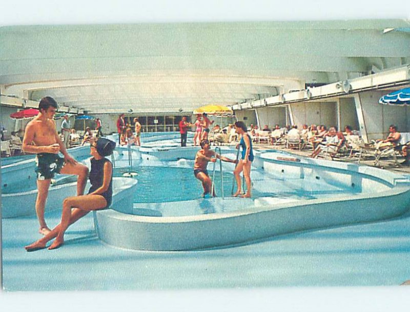 Pre-1980 SWIMMING POOL SCENE Swimming Pool On Oceanic Cruise Ship Boat AF2318