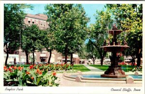 Postcard FOUNTAIN SCENE Council Bluffs Iowa IA AM6064