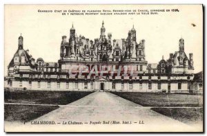 Old Postcard Chambord Castle Facade Sud