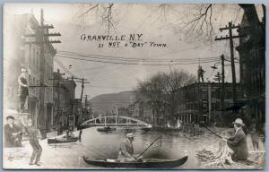 GRANVILLE N.Y. IS NOT A DRY TOWN ANTIQUE PHOTOMONTAGE REAL PHOTO RPPC FISHING