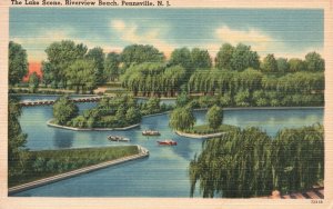 Vintage Postcard Beautiful Lake Scene Riverview Beach Pennsville New Jersey NJ