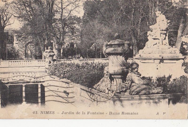 BF11420 jardin de la fontaine bains romains  nimes france front/back image