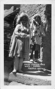 J45/ Colorado Springs RPPC Postcard c40s Native American Chief Caping 381