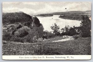 Parkersburg West Virginia~B&W~View From Fort Boreman To Ohio~c1909 Postcard