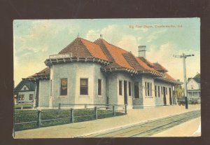 CRAWFORDSVILLE INDIANA BIG FOUR RAILROAD DEPOT STATION VINTAGE POSTCARD