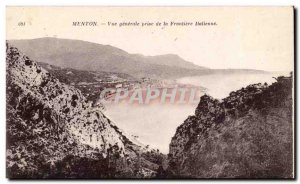 Menton Old Postcard General view taken from the Italian border