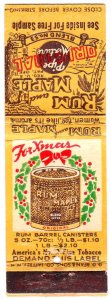 Rum and Maple pipe tobacco Christmas matchbook cover with bow