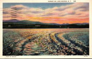 New York Lake George At Sunset 1937 Curteich