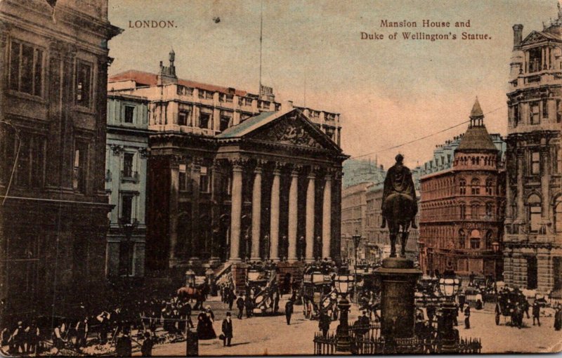 England London Mansion House and Duke Of Wellington's Statue