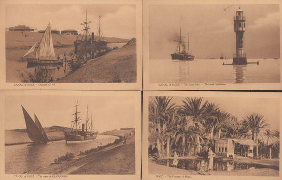 Suez Canal Sailing Boat Lighthouse El Guersh Moses Fountain Egypt 4x Postcard s