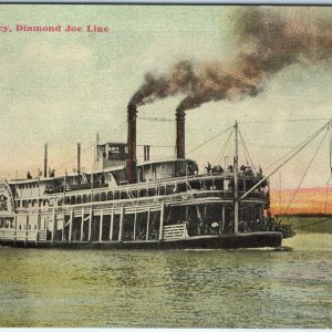 c1900s Quincy, IL Steamer Diamond Jo Line Steamship Crane Albert Sellner UP A186