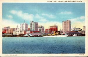 Florida Jacksonville Water Front and Skyline 1935 Curteich