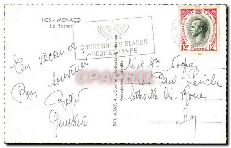 Old Postcard Monaco Rocher