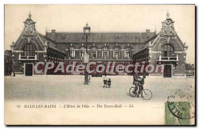 Old Postcard Malo Les Bains Hotel De Ville