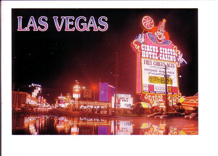 Night, Las Vegas, Nevada, Circus Circus Clown Sign