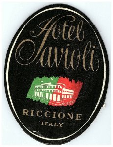 Hotel Tavioli Riccione Italy Luggage Label Vtg Sticker Stamp Poster 