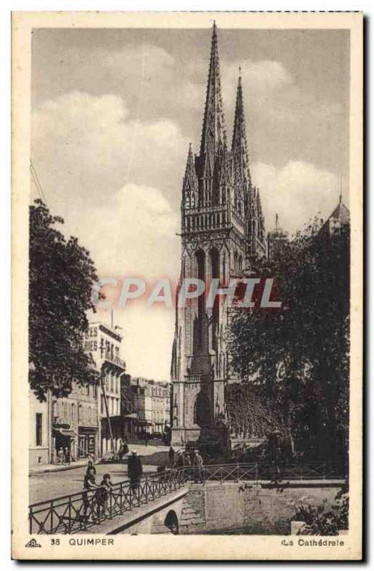 Old Postcard Quimper La Cathedrale